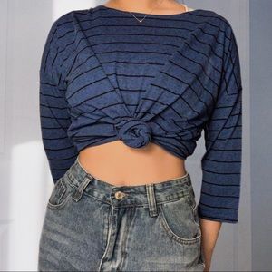 blue and black striped shirt